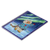 Niedliche Katze, Nordlichter, Winter Notizbuch Notizblock (Linke Seite)
