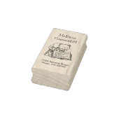 Niedliche Katze oben auf einer Buchstapeladresse Gummistempel (Stempel)