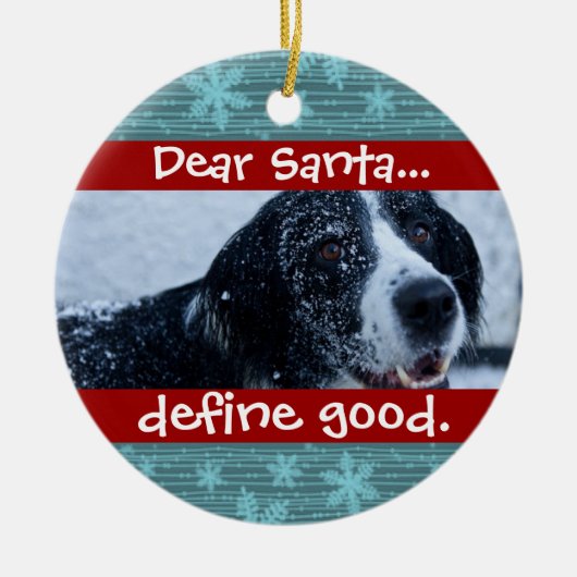 Niedliche Katze oder Hund Weihnachts Foto Weihnach Keramik Ornament (Vorne)