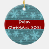 Niedliche Katze oder Hund Weihnachts Foto Weihnach Keramik Ornament (Hinten)