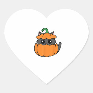 Niedliche Katze Orange Pumpkin - Kitty October Her Herz-Aufkleber