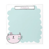 Niedliche Katze Pastel Aquamarin Lilac Individuell Notizblock (Vorderseite)