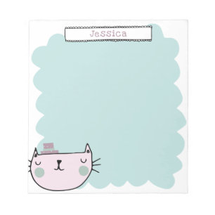 Niedliche Katze Pastel Aquamarin Lilac Individuell Notizblock