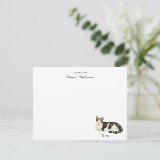 Niedliche Katze personalisierte Notizkarte Dankeskarte (Stehend Vorderseite)