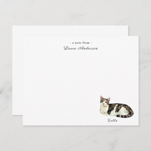 Niedliche Katze personalisierte Notizkarte Dankeskarte (Vorne/Hinten)