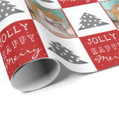 Niedliche Katze Pet Typografie Weihnachtsbaum Foto Geschenkpapier (Rolleneckpunkt)