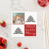 Niedliche Katze Pet Typografie Weihnachtsbaum Foto Serviette (Beispiel)