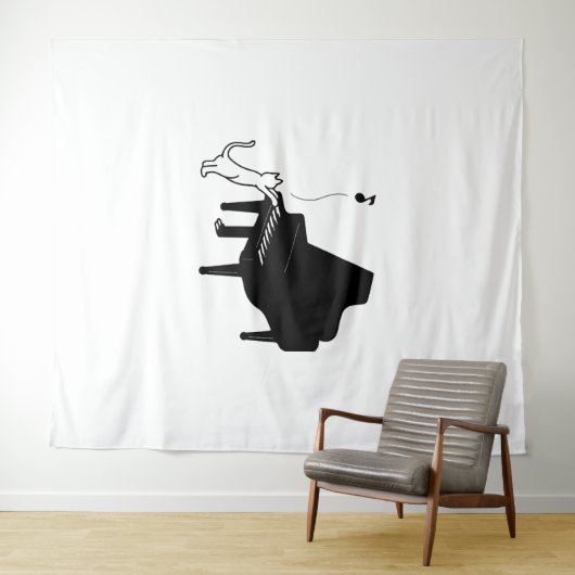 Niedliche Katze Piano Piano Pianota Kunstvoll wand Wandteppich (Beispiel (Horizontal))