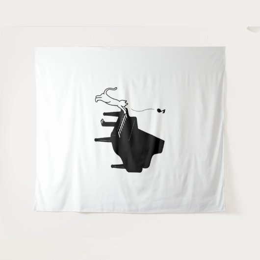 Niedliche Katze Piano Piano Pianota Kunstvoll wand Wandteppich (Vorderseite (Horizontal))