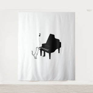 Niedliche Katze Piano Piano Pianota Kunstvoll wand Wandteppich