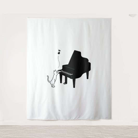 Niedliche Katze Piano Piano Pianota Kunstvoll wand Wandteppich (Vorderseite)