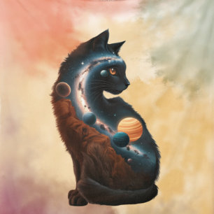 Niedliche Katze & Planeten, Lustiges Tier, Wasserf Fleecedecke