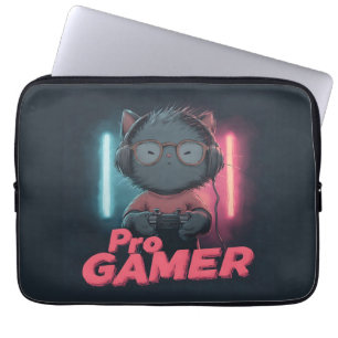 Niedliche Katze "Pro Gamer" mit Kopfhörern Laptopschutzhülle