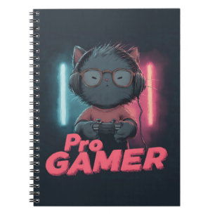 Niedliche Katze "Pro Gamer" mit Kopfhörern Notizblock