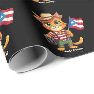 Niedliche Katze Puerto-Rikanische Flagge Boricua H Geschenkpapier