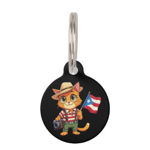Niedliche Katze Puerto-Rikanische Flagge Boricua H Haustiermarke