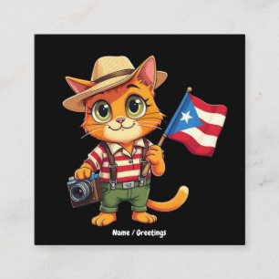 Niedliche Katze Puerto-Rikanische Flagge Boricua H Quadratische Visitenkarte
