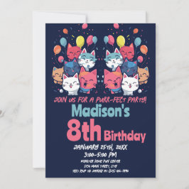 Niedliche Katze Purr-Fect Party Katzen Geburtstag Einladung