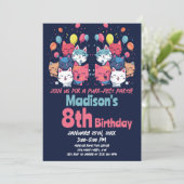 Niedliche Katze Purr-Fect Party Katzen Geburtstag Einladung (Stehend Vorderseite)