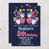 Niedliche Katze Purr-Fect Party Katzen Geburtstag Einladung (Vorne/Hinten)