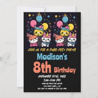 Niedliche Katze Purr-Fect Party Katzen Geburtstag Einladung