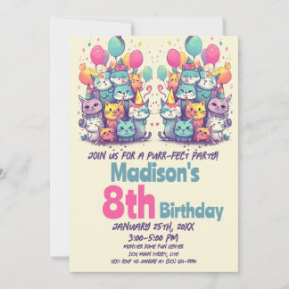 Niedliche Katze Purr-Fect Party Katzen Geburtstag Einladung