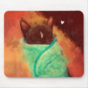 Niedliche Katze Purrito mit Herzen Mousepad