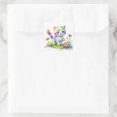 Niedliche Katze Quadratischer Aufkleber (Tasche)