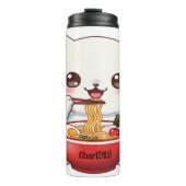 Niedliche Katze: Ramen Fest, glückliche Herzen Thermosbecher (Vorderseite)