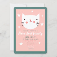 Niedliche Katze Rosa Grüne Lila Stars Geburtstag