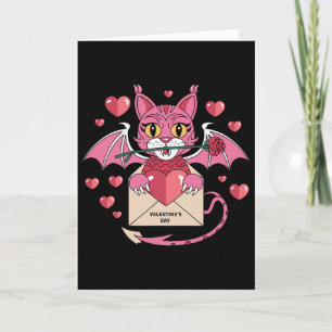 Niedliche Katze Rosa Mit Flügeln Für Valentinstag Karte
