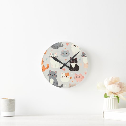 niedliche Katze Runde Wanduhr (Zuhause)