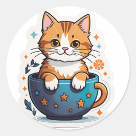 Niedliche Katze Runder Aufkleber