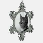 Niedliche Katze Schneeflocken Zinn-Ornament (Links)
