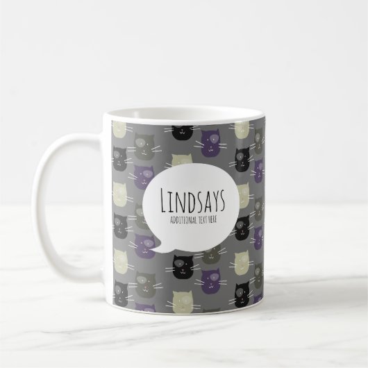 Niedliche Katze Schwarz Lila Grau Kaffeetasse (Links)