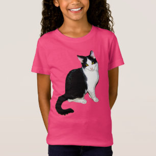 Niedliche Katze, schwarz und weiß T-Shirt