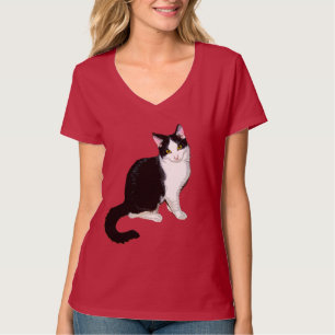 Niedliche Katze, schwarz und weiß T-Shirt