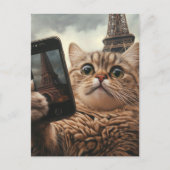 Niedliche Katze Selfie in Paris Postkarte (Vorderseite)