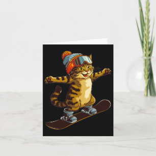 Niedliche Katze Spaß beim Snowboarden Karte