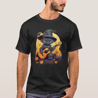 Niedliche Katze Spielende akustische Gitarre Jammi T-Shirt