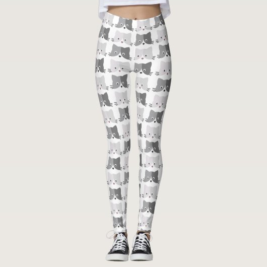 Niedliche Katze stellt graue Katzen-Liebhaber Leggings (Vorderseite)