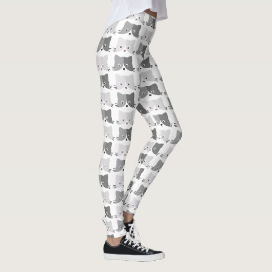 Niedliche Katze stellt graue Katzen-Liebhaber Leggings (Rechts)