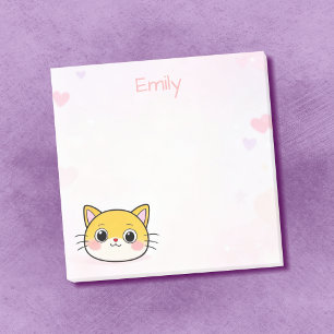 Niedliche Katze Sticky Notes mit Individuelle Name Post-it Klebezettel