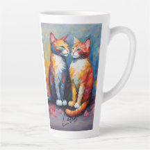 Niedliche Katze Stilvolle Tierkatze Latte Kaffee T