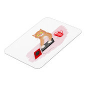 Niedliche Katze surft im Internet auf einem Comput Magnet (Linke Seite)