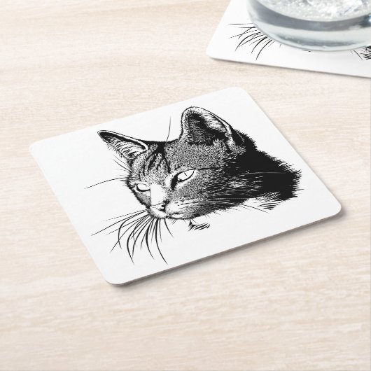 Niedliche Katze Tabby Kitty Illustration Tiger Kit Rechteckiger Pappuntersetzer (angewinkelt)