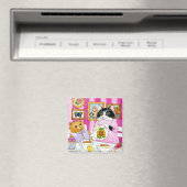 Niedliche Katze, Teddybär, Tee, Cupcake-Magnet Magnet (In Situ (Geschirrspüler))