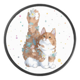 Niedliche Katze Tier Eishockey Puck