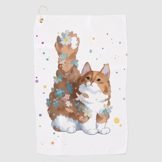 Niedliche Katze Tier Golfhandtuch (Vorderseite)