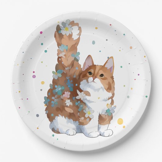 Niedliche Katze Tier Pappteller (Vorderseite)